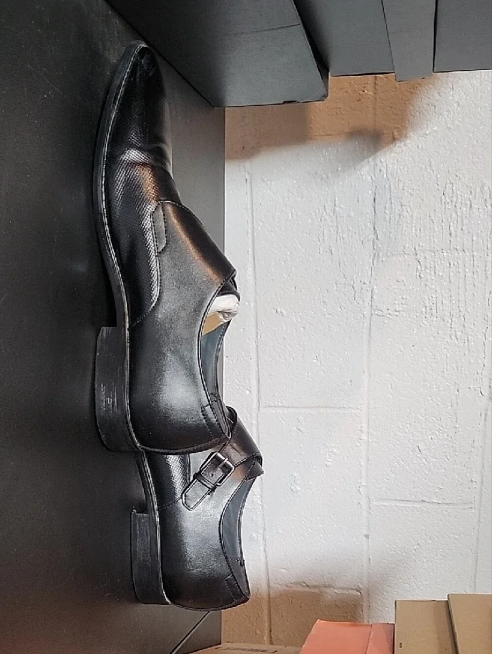 Calvin Klein Black Leather Monk Strap Dress Shoes